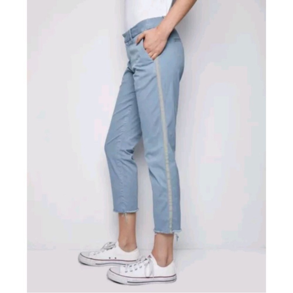 Nili Lotan East Hampton chino Pant + side stripe in Light Blue size‎ 4
